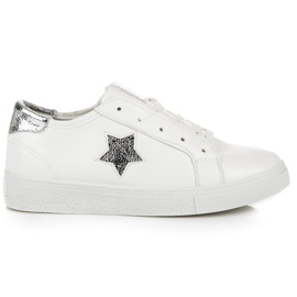Deportivas Atadas Con Estrella blanco Deportivas Atadas Con Estrella blanco