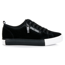 Zapatillas de gamuza en la plataforma negro