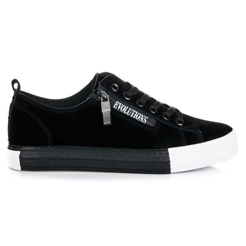 Zapatillas de gamuza en la plataforma negro