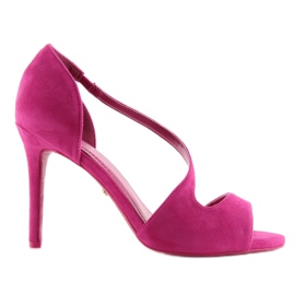 Salones expuestos asimétricos fucsia rosa