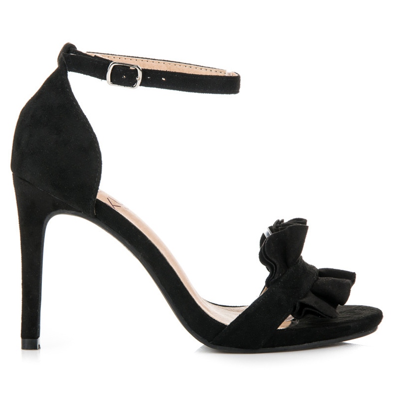 Kylie Sandalias de tacón alto con volante negro