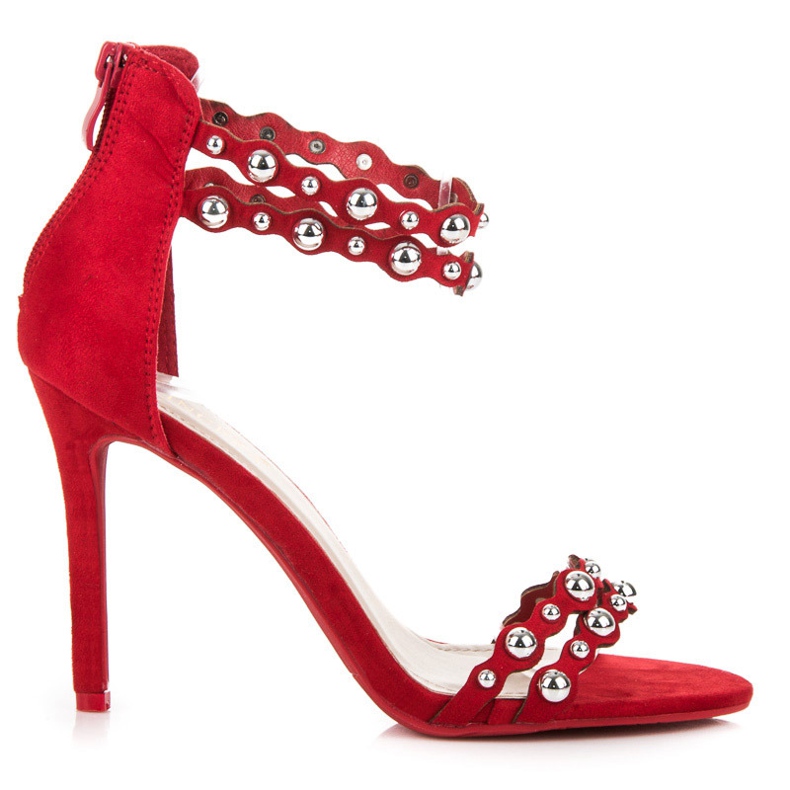 Vinceza Sandalias rojas con adornos rojo