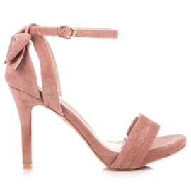 Vinceza Sandalias de ante con lazo rosa
