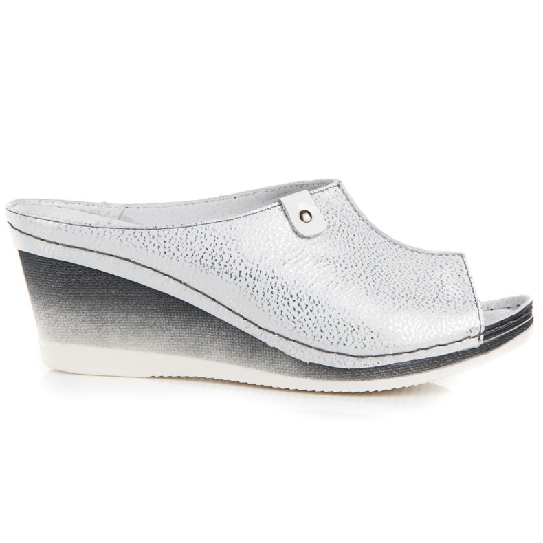 Vinceza Pantuflas de cuña plateadas gris