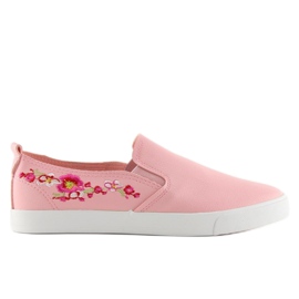 Slipons con delicado bordado en rosa g1204a Pink