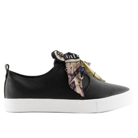Negro XL09P Deportivas negras atadas con una cinta