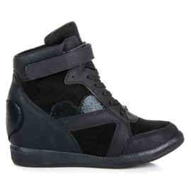 Vices zapatillas cuña atadas negro