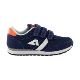 American Club Deportivas americanas con plantilla de piel azul marino naranja blanco