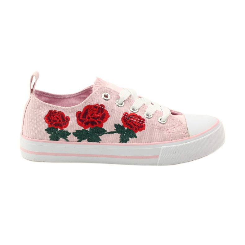 American Club Deportivas con rosas bordadas Americana 17035 rosado rojo verde