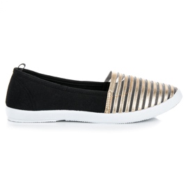 Mckeylor Zapatillas slip on negras y doradas amarillo negro