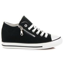 Kayla zapatillas cuña atadas negro