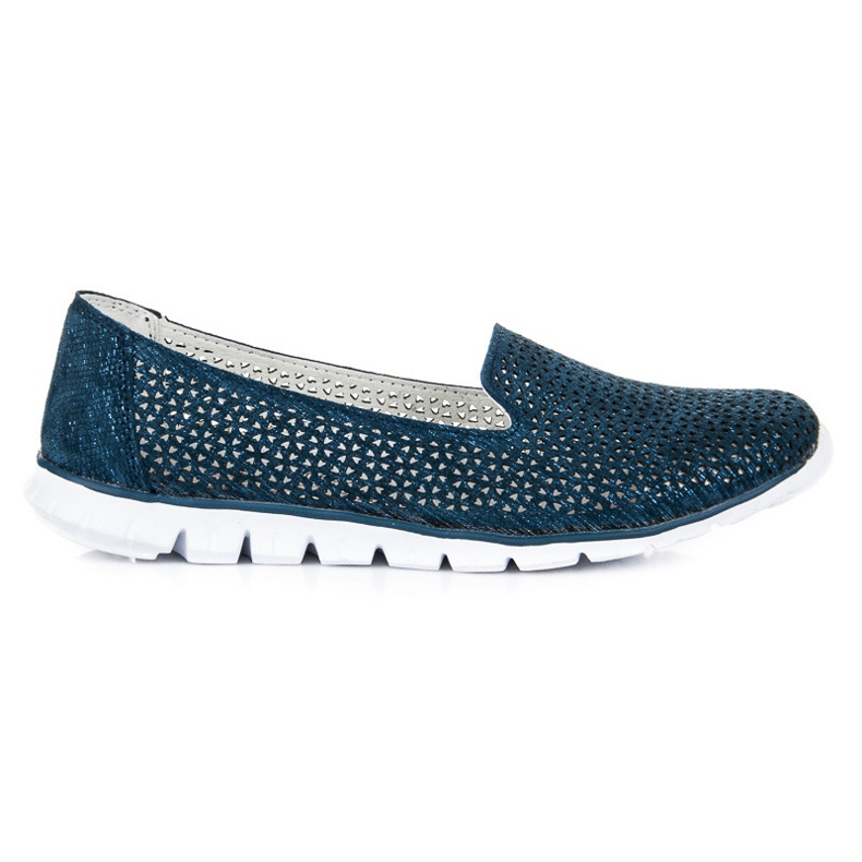 Vinceza Señores de cuero calados azul marino