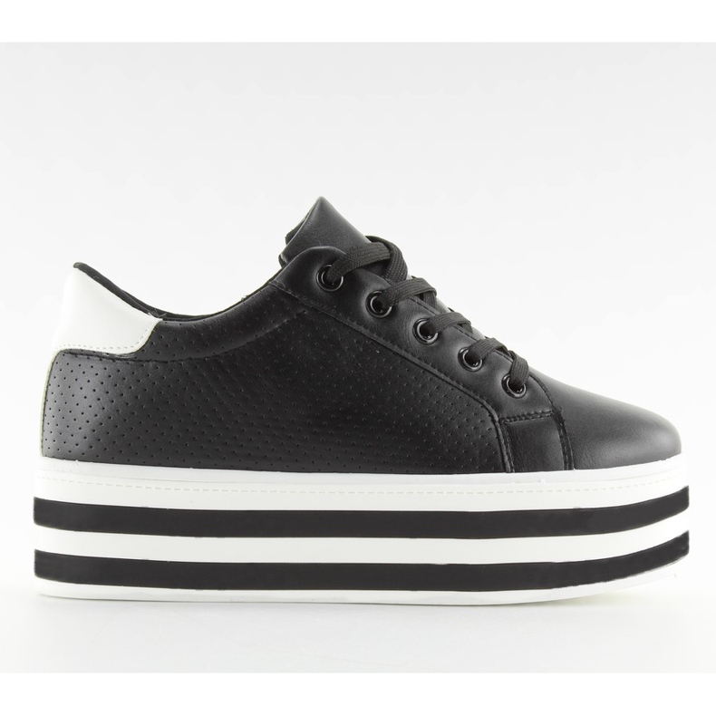 Zapatillas negras negras con suela alta negro