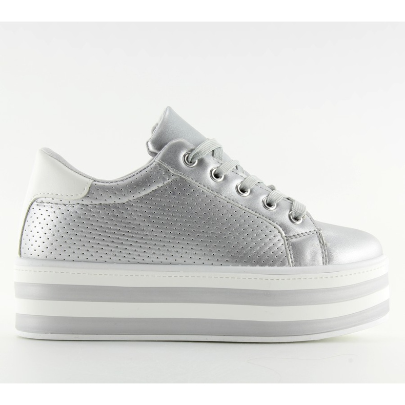 Plata NB183P Zapatillas plateadas con suela alta gris Plata NB183P Zapatillas plateadas con suela alta gris