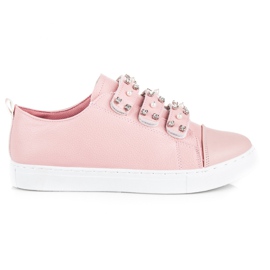 Zapatillas deportivas abrochadas con velcro rosa