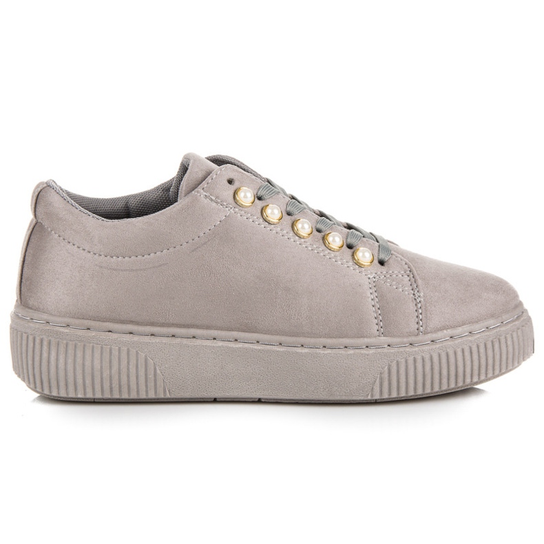 Deportivas De Ante Con Perlas gris Deportivas De Ante Con Perlas gris