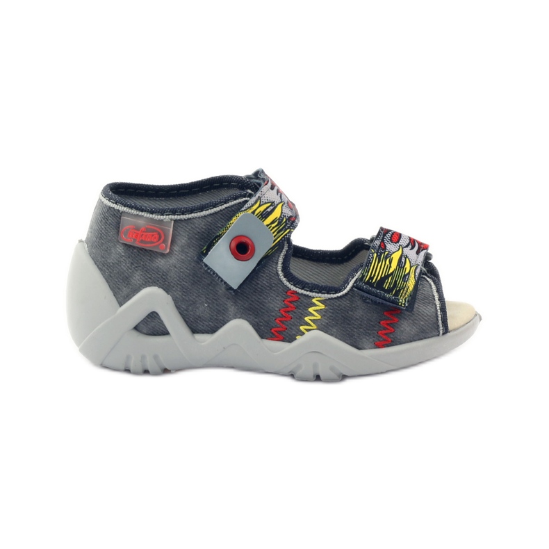 Sandalias de zapatillas para niños Befado Inserto de cuero 350p073 para velcro gris
