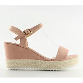 Sandalias con cuña, alpargatas rosas
