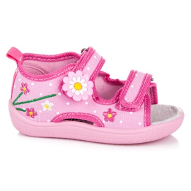American Club Pantuflas infantiles con velcro rosa