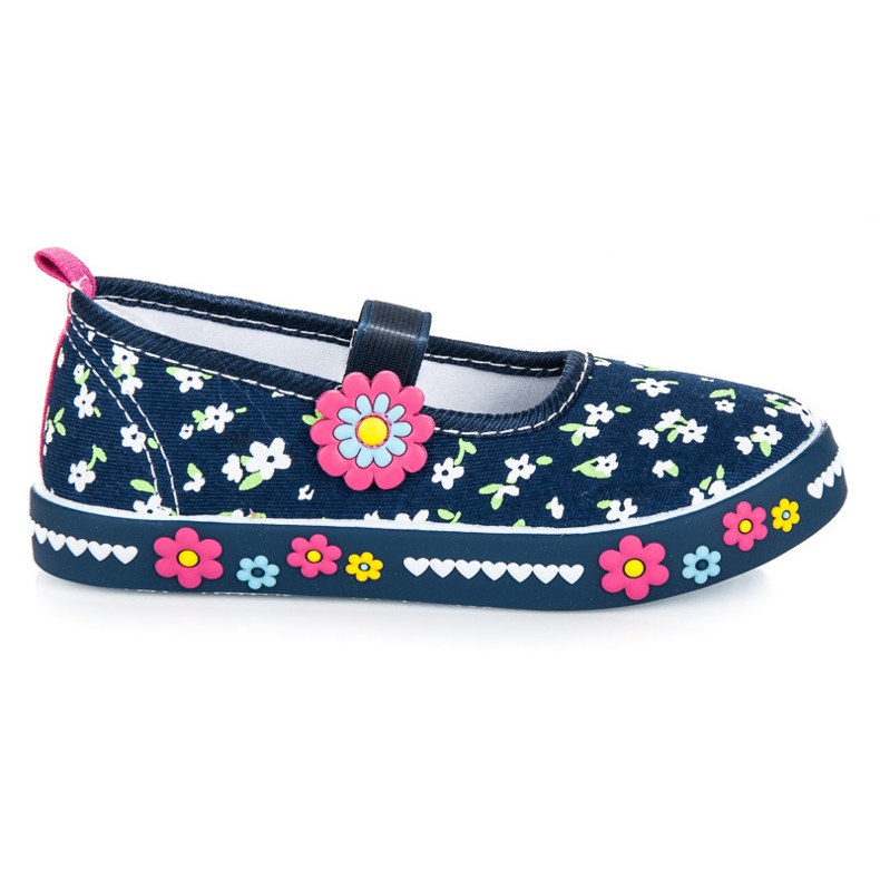 American Club Pantuflas de goma con flores azul