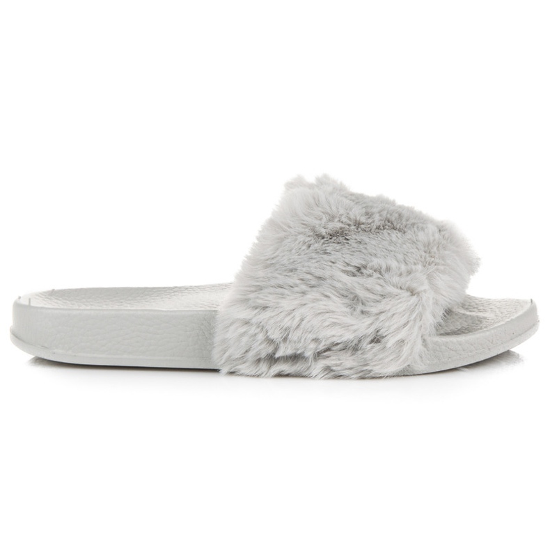 Bona Pantuflas de mujer con pelo gris Bona Pantuflas de mujer con pelo gris