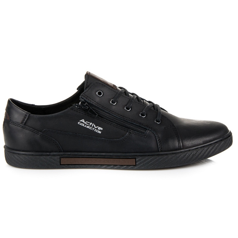 Polbut Zapatillas de hombre de cuero negro