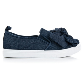 Slipons De Mezclilla Con Lazo azul