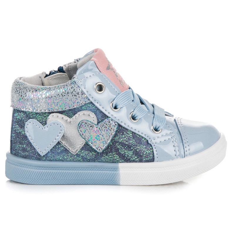 Zapatillas American Club con corazones azul