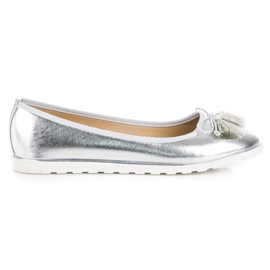 Bestelle Bailarinas plateadas con flecos gris