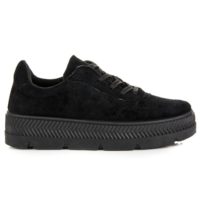 Zapatillas de gamuza en la plataforma negro