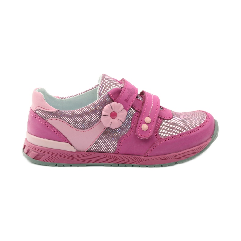 Zapatos de niña con flor Ren But 3265 rosado gris