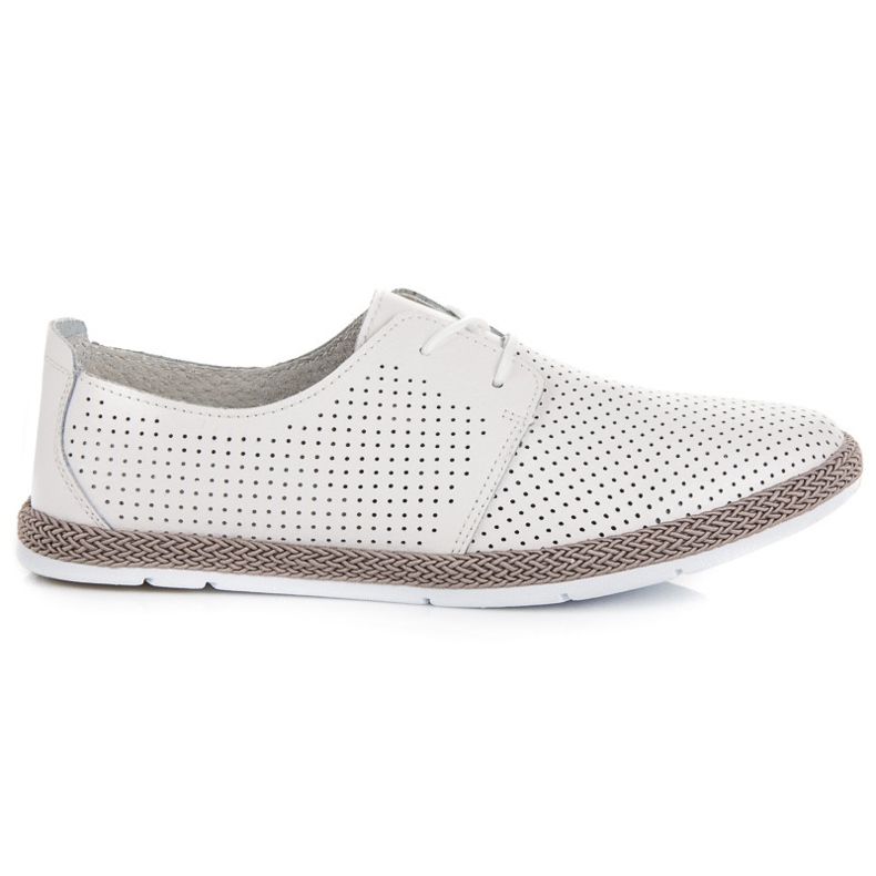 Zapatos calados con ribete de vinceza blanco