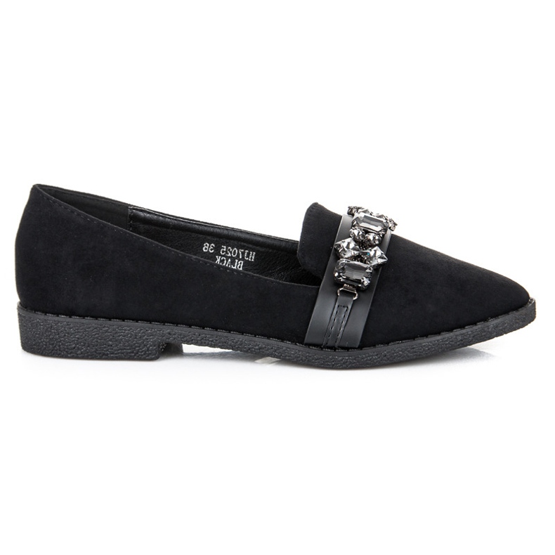 Sweet Shoes Mocasines de ante con cristales negro