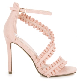 Seastar Sandalias De Tacón Alto Con Volante rosa