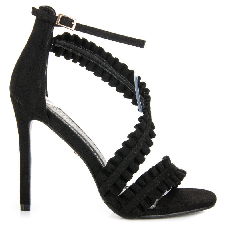 Seastar Sandalias De Tacón Alto Con Volante negro