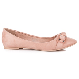 Seastar bailarinas de ante con cuello de pico rosado