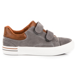 Zapatillas De Gamuza Con Velcro marrón gris