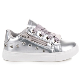 Zapatillas De Plata Con Cinta gris