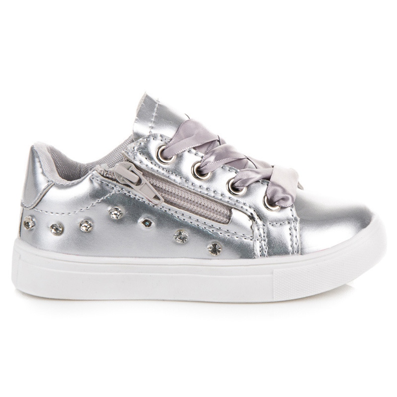 Zapatillas De Plata Con Cinta gris