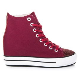L&H Zapatillas de cuña alta rojo