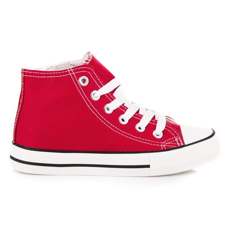 Zapatillas de deporte por encima del tobillo en la cremallera. rojo