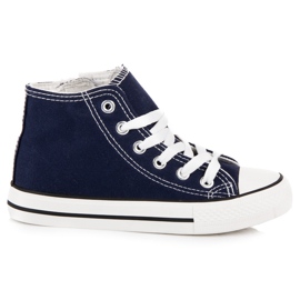 Zapatillas de deporte sobre la cremallera del tobillo azul marino