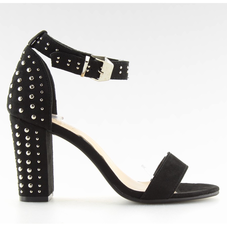 Sandalias negras negras con tacones altos negro
