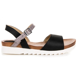 Sandalias planas vinceza ante negro