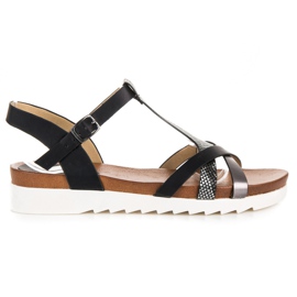 Sandalias planas con estampado VINCEZA negro