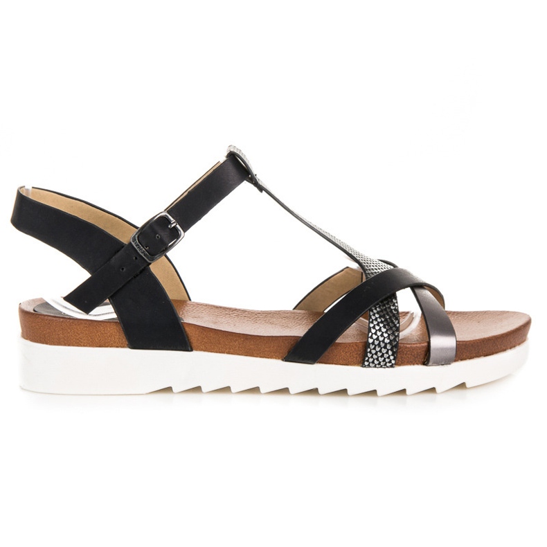 Sandalias planas con estampado VINCEZA negro