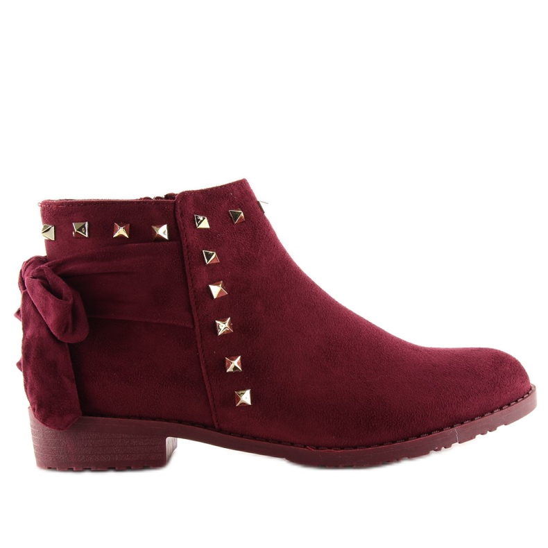 Botines Chelsea Granate Con Tachuelas Ll-168 Ii-Gat rojo