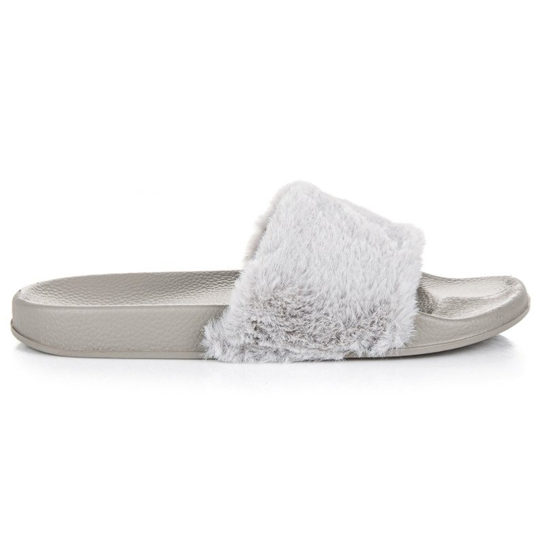 Chanclas grises con pelo Chanclas grises con pelo