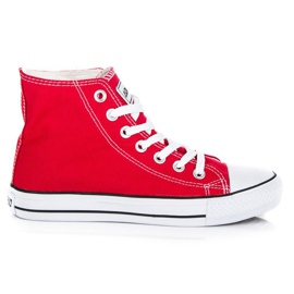 Zapatillas atadas por encima del tobillo rojo