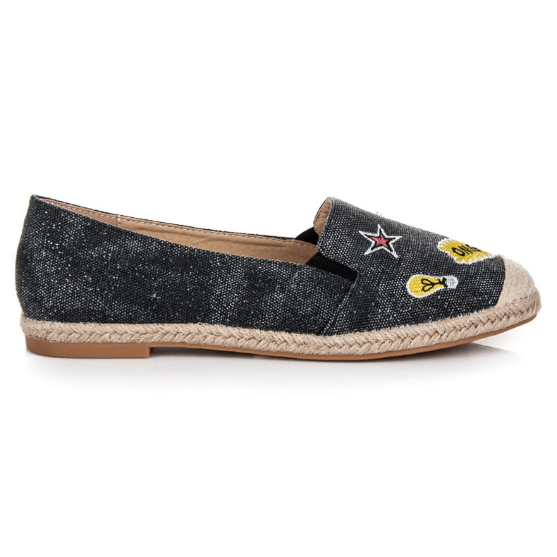 Bestelle Alpargatas primavera con parches negro Bestelle Alpargatas primavera con parches negro